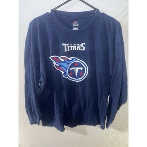 Majestic Shirt Men's XL Blue Tennessee Titans Crew Graphic T-Shirt NFL Tee